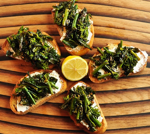Rapini and Goat Cheese Toasts